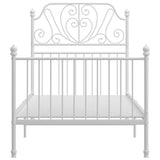 Bed Frame White Powder-coated metal Single Durable Bed Frame 324842