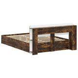 Bed Frame with Storage Smoked Oak 135 x 190 cm Engineered Wood 3433584