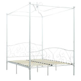 Canopy Bed Frame without Mattress White Metal 120x200 cm 284470