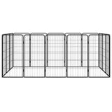 16-Panel Dog Playpen Black 50x100 cm Powder-coated Steel 3115960