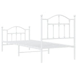 Metal Bed Frame without Mattress with Footboard White 80x200cm 353497