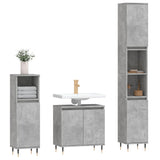 ZNTS 3 Piece Bathroom Cabinet Set Concrete Grey Engineered Wood 3187785
