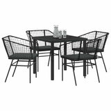 Garden Dining Set 5 pcs Black Poly Rattan 3380905