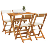 Bistro Set with Cushion 5 pcs Oil Natural Solid Acacia Wood 4105504