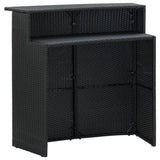 3 Piece Garden Bar Set with Cushions Poly Rattan Black 3095421