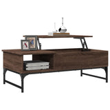 ZNTS Coffee Table Brown Oak 100x50x35 cm Engineered Wood and Metal 845395