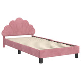 Children's Bed Frame with Headboard Pink 90 x 190 cm Velvet 42011158