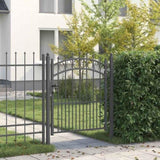 Fence Gate with Spikes Grey 125 x 100 cm Powder-coated steel 42009003