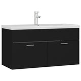 Sink Cabinet with Built-in Basin Black Engineered Wood 3071289