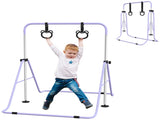 Adjustable Height, Foldable Kids Gymnastics Bar w/ Non-slip Rubber Floor Rings, for 3 Years, Purple T3398P378983