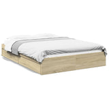 ZNTS Bed Frame with Drawers without Mattress Sonoma Oak 150x200 cm King Size 3280652