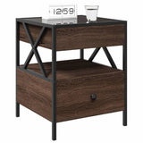 Bedside Table with Infinity LED Brown Oak 40x40x51 cm 3284105