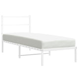 Metal Bed Frame without Mattress with Headboard White 75x190cm 355404