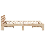 Bed Frame with Headboard Natural 140 x 190 cm Solid Pine Wood 872614