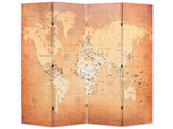 Folding Room Divider 160x170 cm World Map Yellow 245878