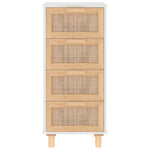 ZNTS Sideboard White 40x30x90 cm Solid Wood Pine and Natural Rattan 345642