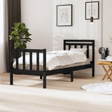 Bed Frame without Mattress Black Small Single Solid Wood 3100683