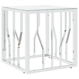 Coffee Table Silver 50x50x50 cm Stainless Steel and Glass 350043