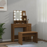 Dressing Table Set with LED Brown Oak Engineered Wood 3114122