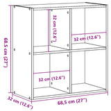 Bookcase Old Wood 68.5x32x68.5 cm Engineered Wood 852832