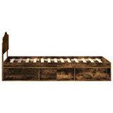Bed Frame with Headboard Smoked Oak 90 x 190 cm Solid Pine Wood 3412956