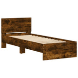 Bed Frame without Mattress with LED Lights Smoked Oak 90x190 cm Single 838838