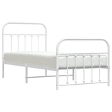 Bed Frame White Powder-Coated Steel Single Bed Frame 352638