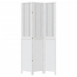 Room Divider 3 Panels White Solid Wood Paulownia 358720