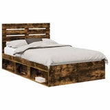 Bed Frame Smoked Oak 120 x 190 cm Solid Pine Wood 3411443
