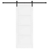 Sliding Door White and Black 78 x 202 cm Solid Pine Wood 3333191