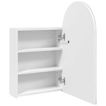 ZNTS Bathroom Mirror Cabinet with LED Light Arched White 42x13x70 cm 357973