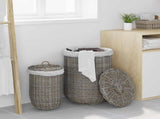 Laundry Basket with Lid 2 pcs Kubu Grey 42020973