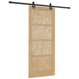 Sliding Door Natural and Black 86 x 198.5 cm Solid Pine Wood 3445519