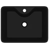 Ceramic Bathroom Sink Basin with Faucet Hole Black Square 141937