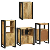 Bathroom Furniture Set with Shelf 4 pcs Brown Solid Mango Wood 3305696