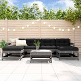7 Piece Garden Lounge Set with Cushions Grey Solid Wood 3185943