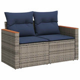 6 Piece Garden Sofa Set with Cushions Grey Poly Rattan Acacia 3328111