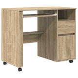 Desk with Wheels Sonoma Oak 91 x 50 x 77 cm Engineered Wood 869532