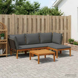 5 pcs Solid Acacia Wood & Rope Natural 3407736