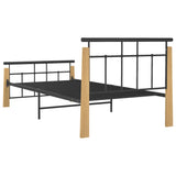 Bed Frame without Mattress Metal and Solid Oak Wood 100x200 cm 324898