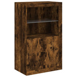 Sideboard with LED Lights Smoked Oak 181.5x37x100 cm 3209181