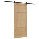 Sliding Door Natural and Black 86 x 198.5 cm Solid Pine Wood 3445411