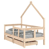 Kids Bed Frame with Drawers 70x140 cm Solid Wood Pine 834540