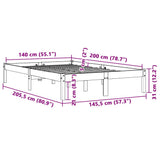 Bed Frame without Mattress Wax Brown 140x200 cm Solid Wood Pine 844857