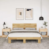 Bed Frame with Headboard without Mattress 140x190 cm Solid Wood Oak 3324137