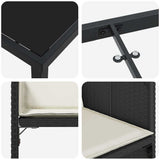 Garden Dining Set with Cushion 5 pcs Black Poly Rattan 3379974