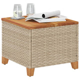 Garden Table Beige 45x45x37 cm Poly Rattan Acacia Wood 366327