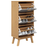 Shoe Cabinet OLDEN Grey and Brown 55x35x120cm Solid Wood Pine 358619