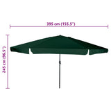 Garden Parasol Green 394 x 394 x 248 cm Polyester and Steel 42003637
