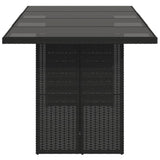 Garden Table Black PE rattan, powder-coated steel, tempered glass 365602